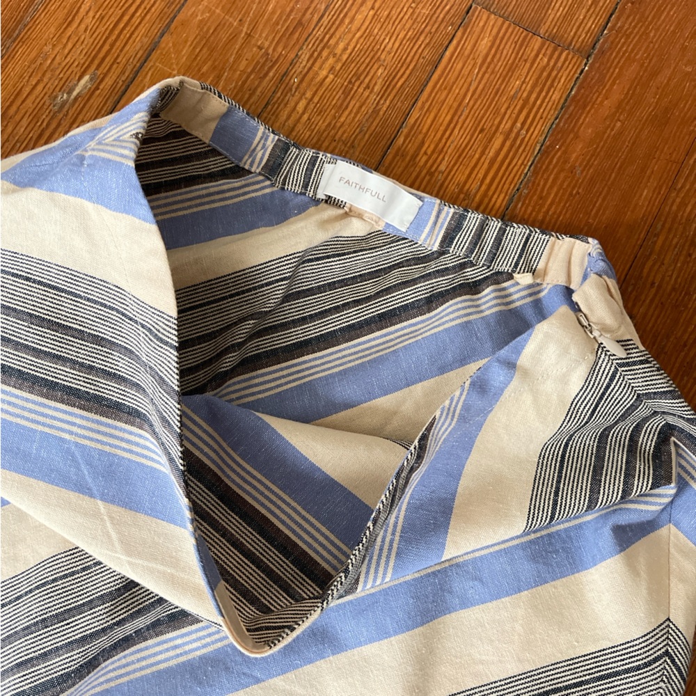 NWOT Faithfull the Brand Elisa Maxi Skirt in Marine Stripe Lilac Natural Tan - Picture 8 of 9